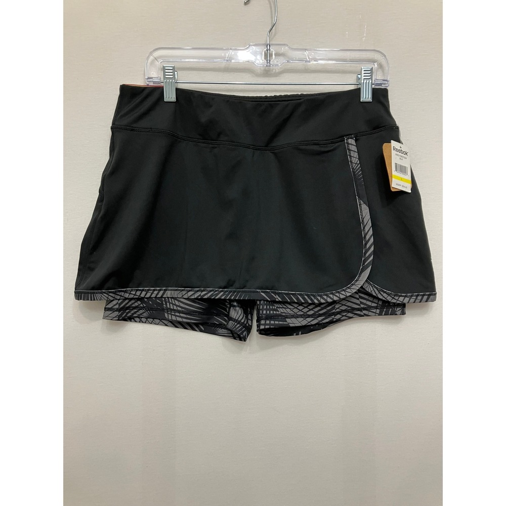 New Reebok Athletic Skort Large Black Slim Fit Tennis Running Gym Active